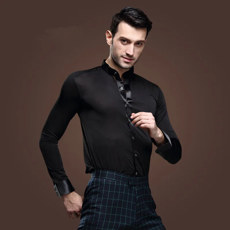 Мужская танцевальная рубашка белая для конкурсов выступлений бальных танцев