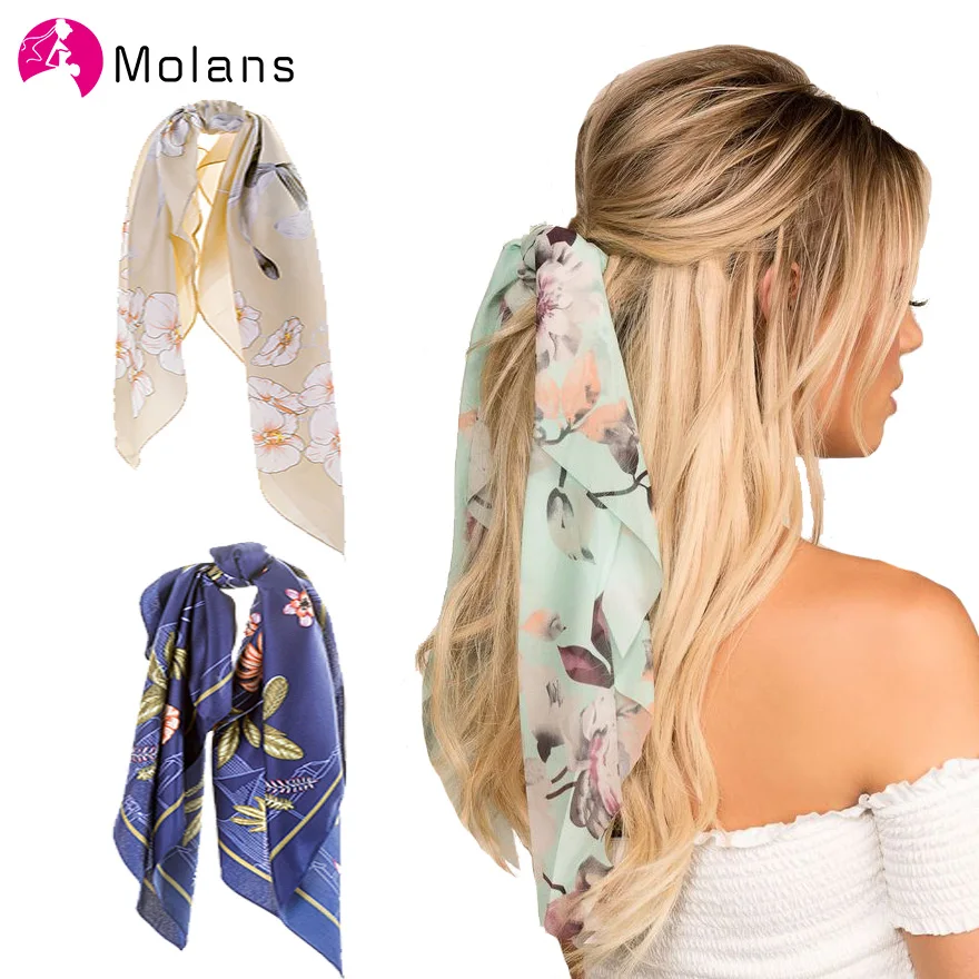 Molans 70 см банданы для волос Boho Летний Пляжный Цветочный Принт шарф для волос галстук-бабочка резинки для волос новые регулируемые повязки для волос