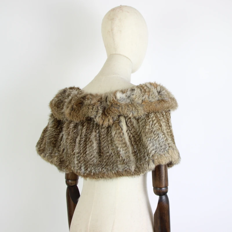 Шаль из натурального кроличьего меха модное меховое пончо большое новинка 2019 |