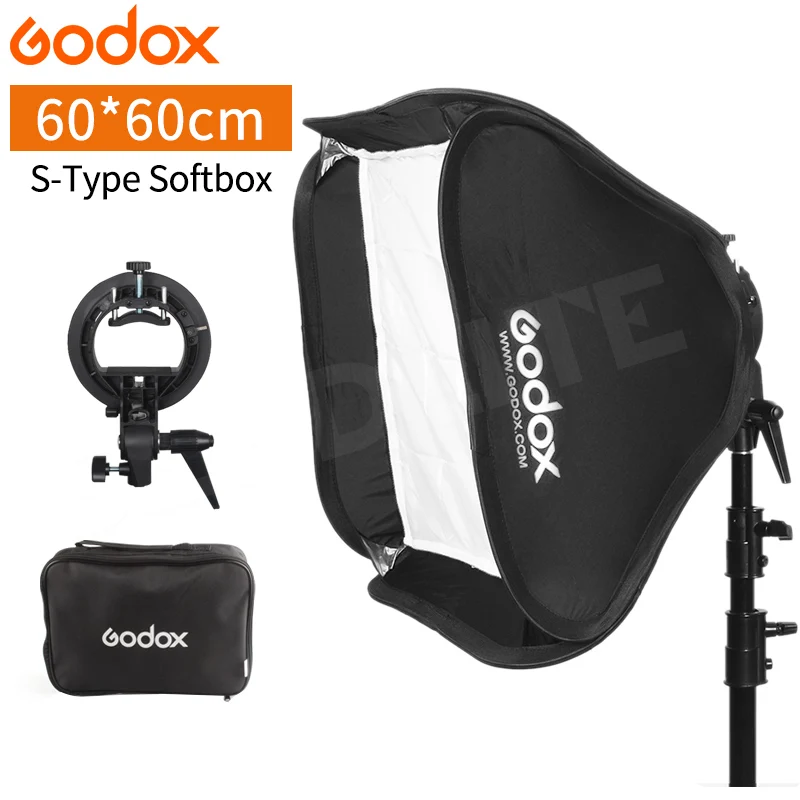 

Godox 60x60 см софтбокс в комплекте Рассеиватель Вспышки + S-образный кронштейн держатель Bowens для вспышки Canon Nikon Speedlite 60*60 см софтбокс