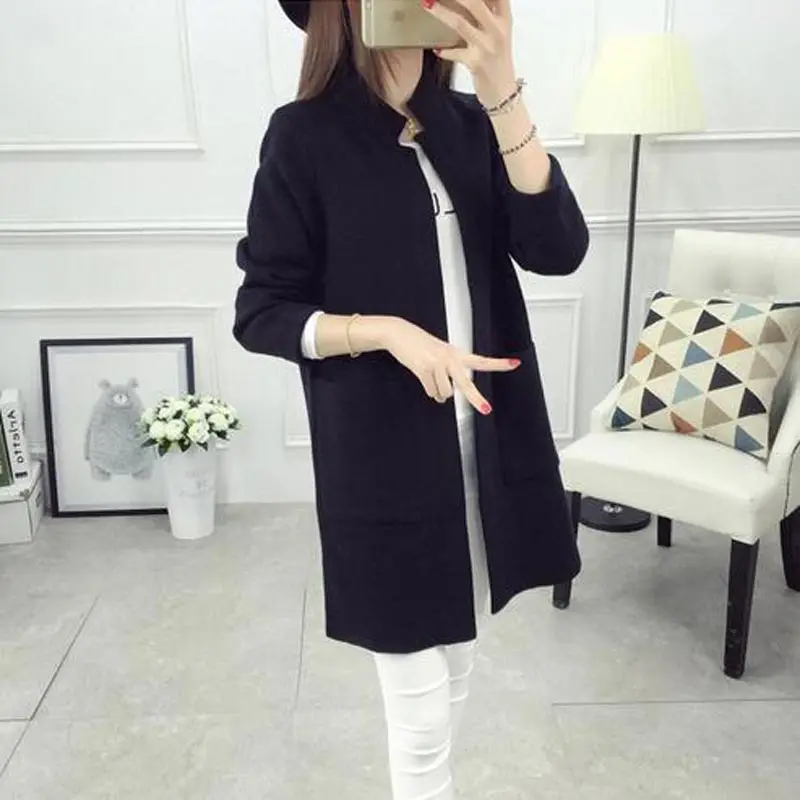 Новинка 2017 Модный женский свитер кардиганы длинный рукав весна свободное