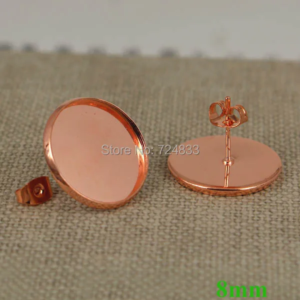 Серьги гвоздики с круглым ободом 8 мм|stud earring post|earring postsbrass blanks |