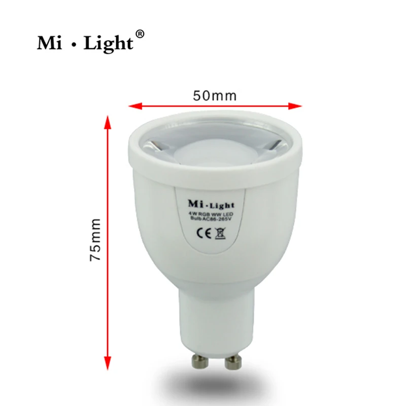 Светодиодная лампа Mi.light FUT018 GU10 1 6 миллиона цветов регулируемая яркость 2 4G 85 265 в 5