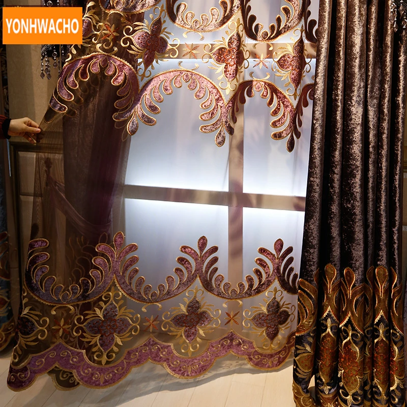 Занавески на заказ Роскошные итальянские фланелевые плотные кофейные бархатные