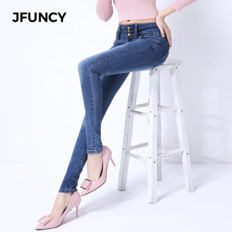 JFUNCY, одноцветные колготки, джинсы для женщин,, большой размер, облегающие джинсы, обтягивающие джинсы, повседневные эластичные брюки размера плюс, джинсы с высокой талией