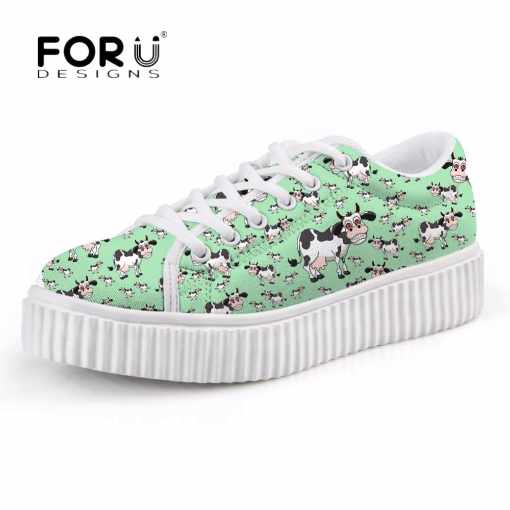 FORUDESIGNS/женская повседневная обувь на плоской подошве с объемным изображением