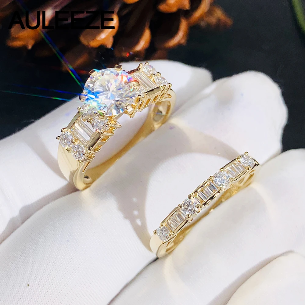 Набор колец из жёлтого золота с муассанитами 14 к|set rings|set engagement ringsset ring gold |