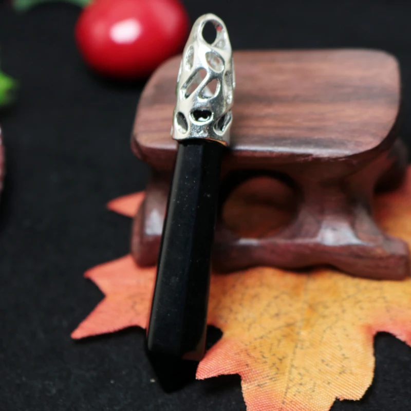 Бусины подвески из черного натурального камня 1x6 4 см|bead charm|pendants for jewelry makingbead pendant |