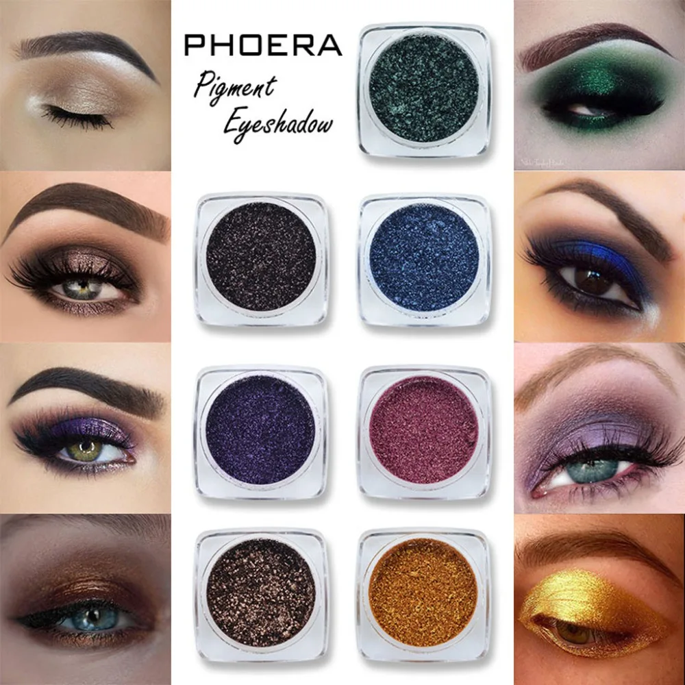 

PHOERA Eyeshadow Glitter Powder Shimmering Colors Pigment Eye Shadow Highlighter Metallic Silty Texture Eye Cosmetic Make Up #T