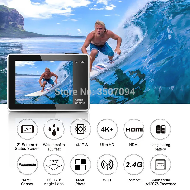 EKEN H6s Экшн-камера 4K 30fps видео wifi 14MP Ultra HD с чипом A12 30M Водонепроницаемая мини-камера Go Pro для путешествий