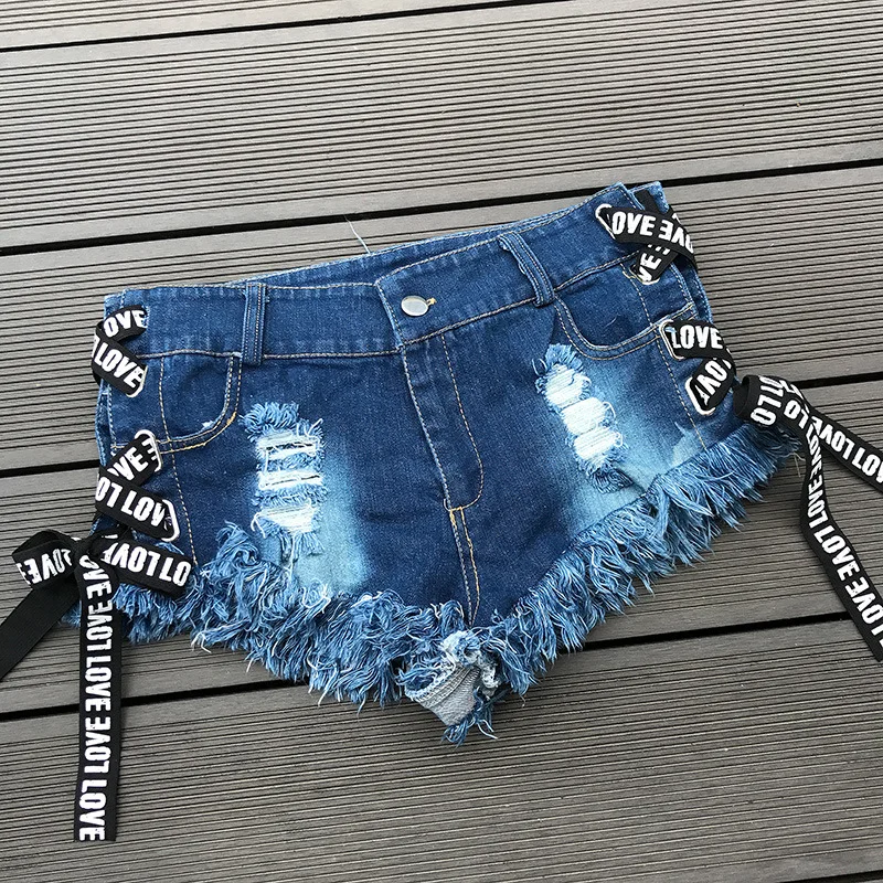 

Denim shorts jeans female super shorts hot pants straps exposed hips ripped jeans for women streetwear short pant irregular