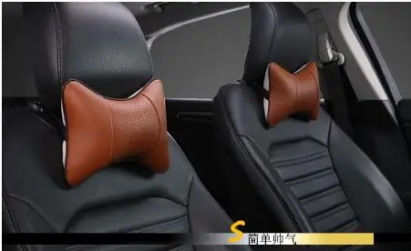 

New 2pcs Top Layer Leather Car Headrest Headrest For SEAT cover leon ibiza altea alhambra heater seatpost Car styling