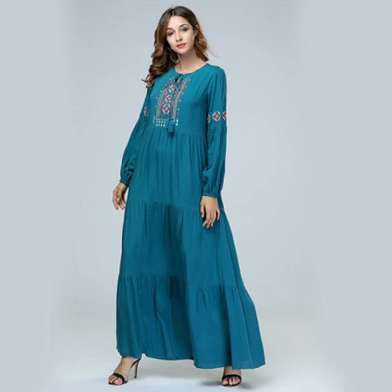 Дубайский мусульманский женский Мягкий длинное хлопковое платье большого