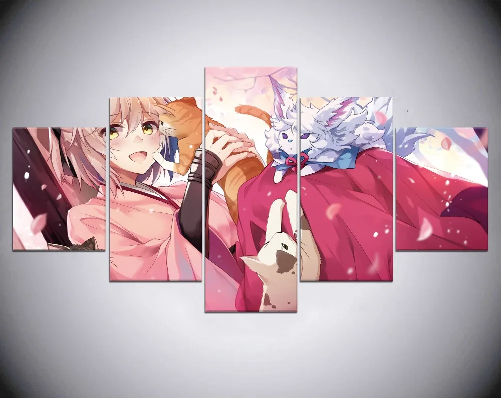 Рамки 5 шт. аниме Fate Grand Order персонаж силуэт плакат Современная печать на холсте
