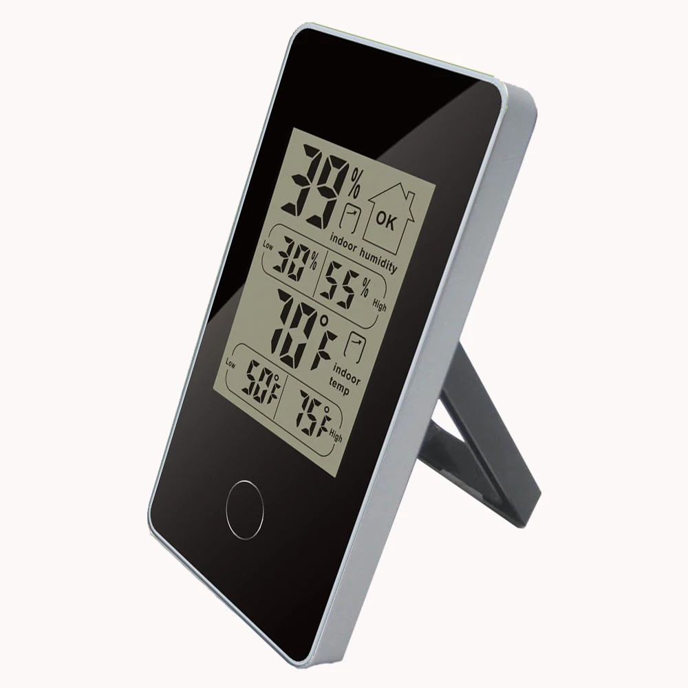 Мини Беспроводная метеостанция Крытый Цифровой термометр гигрометр Черный