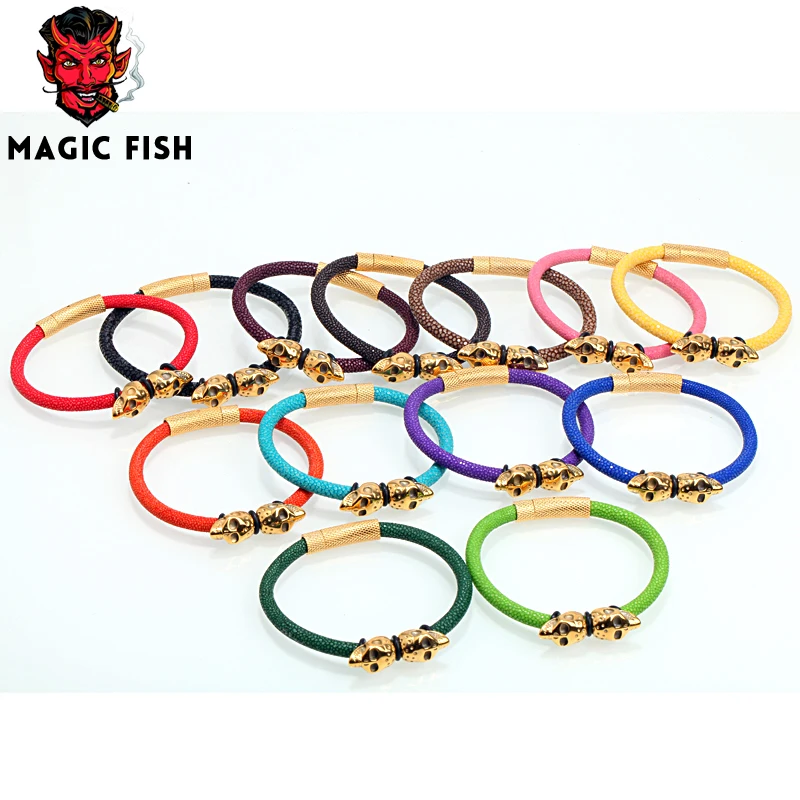 Браслет Magic Fish Man из титановой стали с черепом Роскошные ювелирные украшения 13