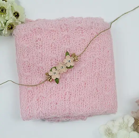 pink Для новорожденных, мохер, накидка+ повязка на голову, реквизит для фотосессии, одеяло, повязки для волос, аксессуары для волос, повязки для фотосессии, Детская головная повязка для девочки - Цвет: pink