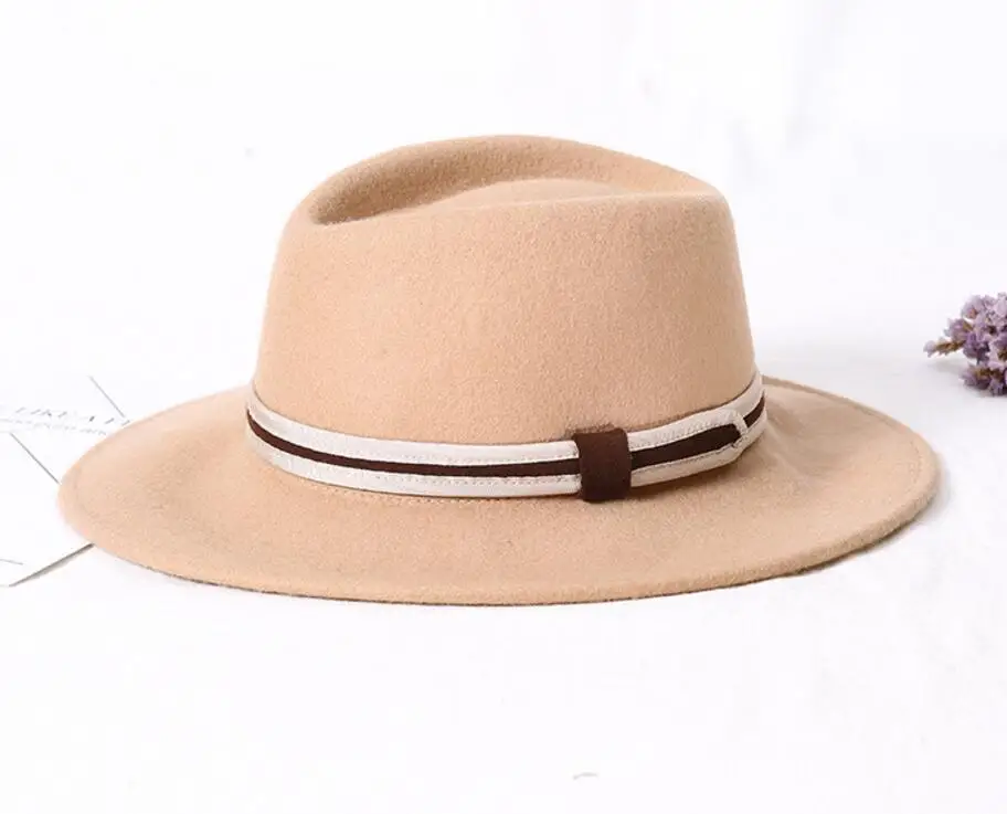 6 шт. новые мужские коричневые из чистой шерсти фетровые шляпы федоры зимние