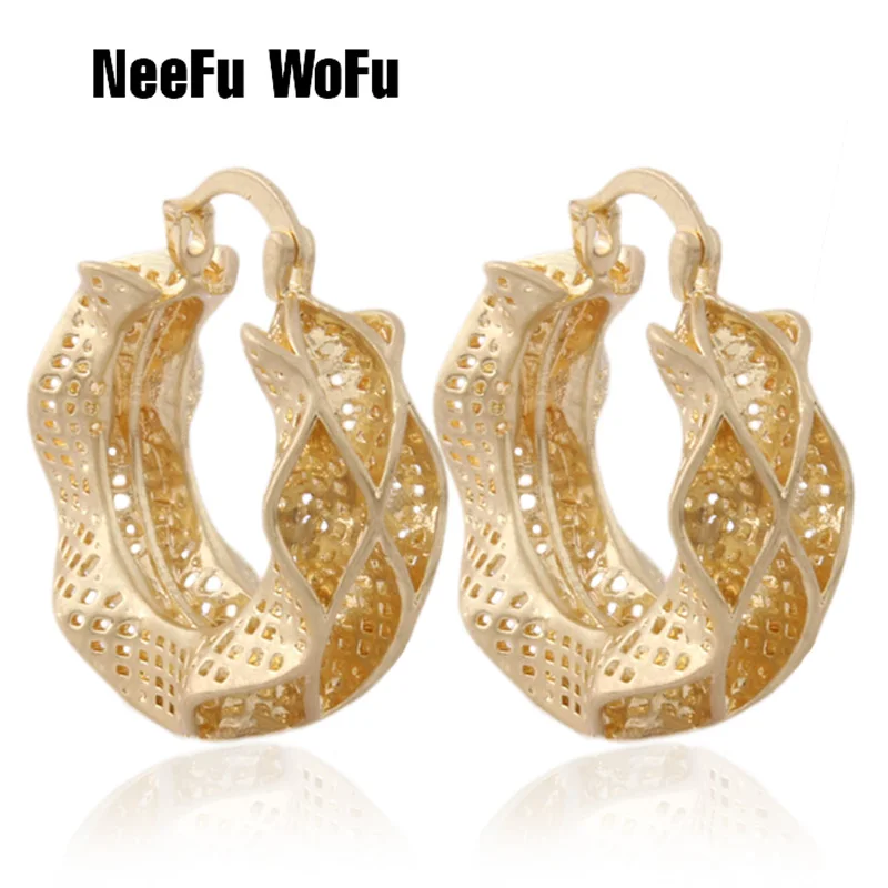 Женские медные сережки NeeFu WoFu брендовые из металла большие серьги Brinco Orecchino di marca