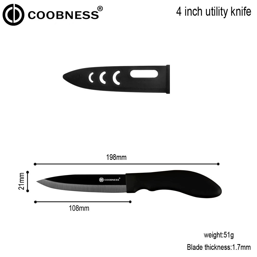 COOBNESS Керамические ножи Аксессуары для приготовления пищи одно черное лезвие кухонный нож 3 4 5 6 дюймов фрукты утилита нарезки шеф-повара нож подарок