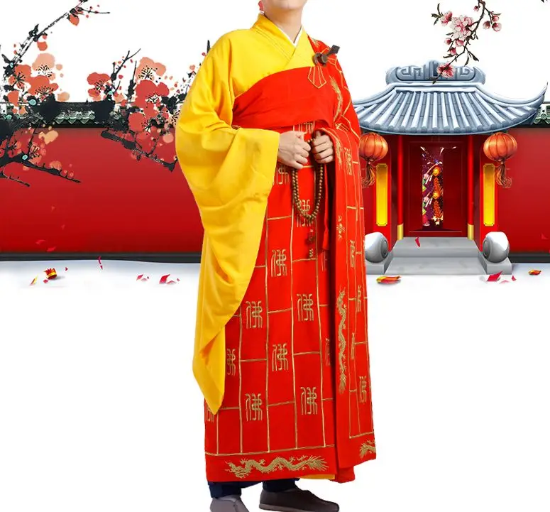 shaolin monk embroidered robe cassocks thousand Millennium Dragon suits buddha Buddhist lay zen clothing blessing uniforms | Спорт и