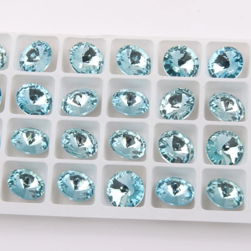 Yanruo 1122 Rivoli Аквамарин Стекло кристалл не коготь Стразы пришить Камни для