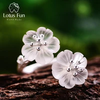 lotus fun real 925 sterling silver natural crystal ring handmade designer fine jewelry flower in the rain rings for women bijoux