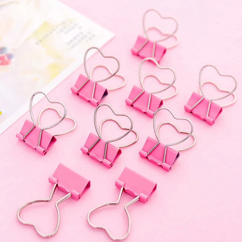 

5 pcs/lot Pink Love student clips file clip organizer papelaria kawaii stationery office & school supplies zakka