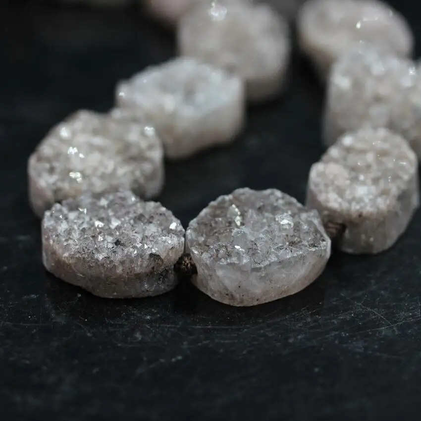 Бусины с овальной полкой Approx12Pcs/Strand Raw Brown Drusy Geode Freeform дымчатый необработанный
