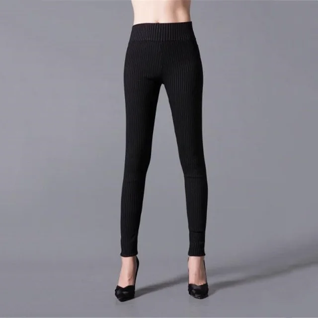 YSDNCHI High Waist Women Trousers Workout Pencil Pants Elastic Legging Printed Skinny Stripe Black Ankle Length 4