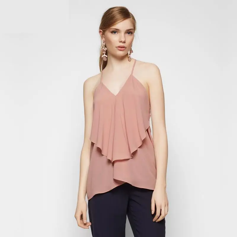 2018 новые модные летние топы Для женщин девочек пикантные рюшами короткий топ