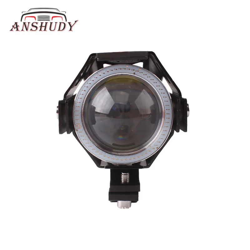 125W Motorcycle LED Headlight with Angel Eyes Motorbike 3000LMW Driving Headlamp Moto Spot Head Light DRL External 12V |