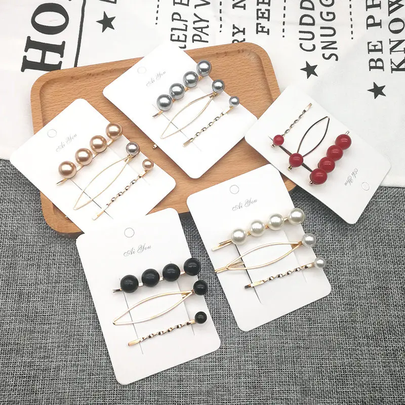 3 шт./компл. винтажная модная Корейская женская заколка для волос с жемчужинами на