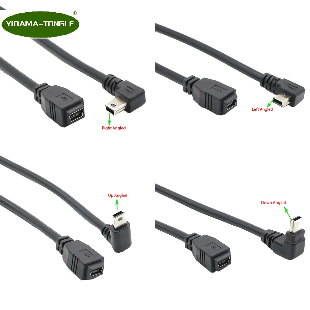 Кабель адаптер типа A Mini USB кабель для зарядки и передачи данных под углом 90