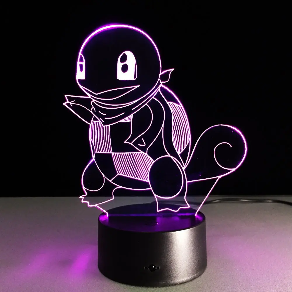 SQUIRTLE Светодиодный ночник POKEMON Umbreon PIKACHU EEVEE CHARMANDER SQUIRTLE, красочный светильник для кровати, осветительный светильник вечерние, атмосферный Декор - Цвет: SQUIRTLE