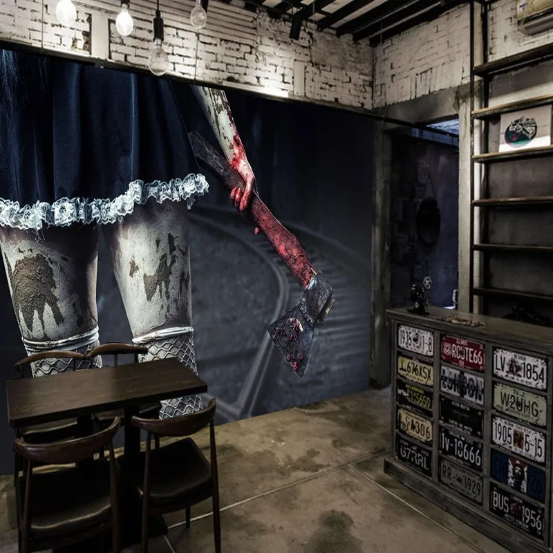 

photo wallpaper 3D horror mural HD horror hawk house theme space wallpaper KTV background wall mural