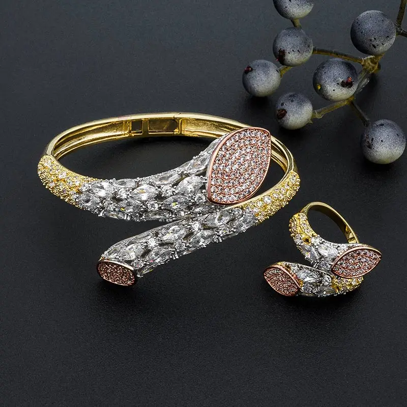 Женский набор колец ModemAngel из меди и фианита класса ААА вечерние свадебные