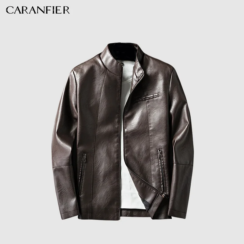 CARANFIER/2018 мужская кожаная куртка повседневное пальто для мужчин полиэстер