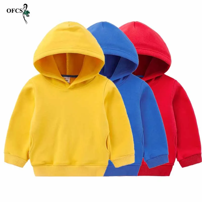 Зимние модные спортивные толстовки для мальчиков и девочек однотонная теплая
