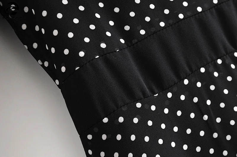 

FOLOBE Spring Autumn Lady Long Chiffon Dress 2020 Korean Fashion Women Long Sleeved Polka Dot Ruffles Dresses Black Clothes