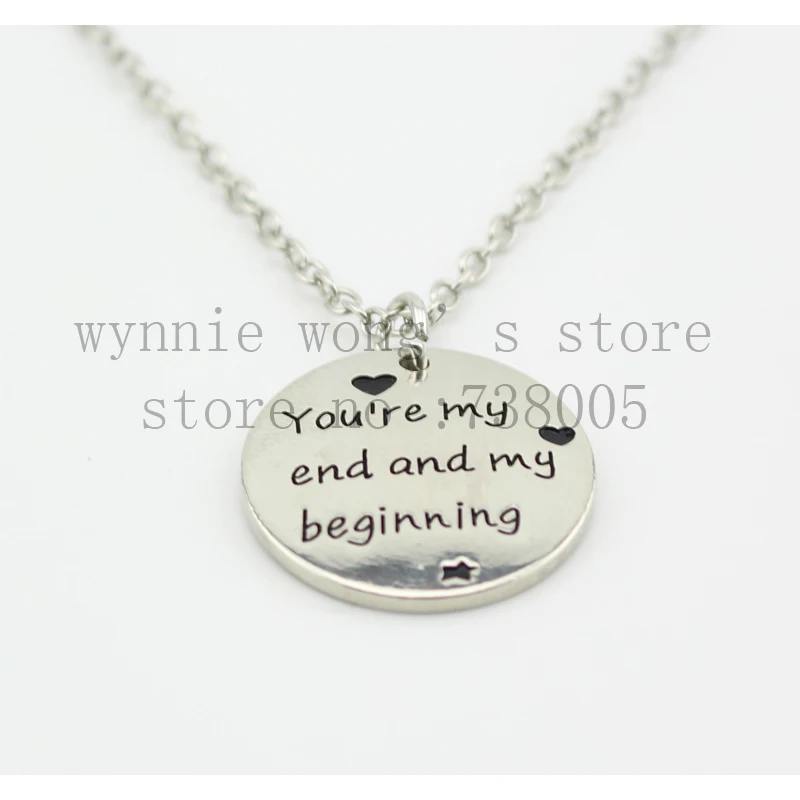2015 мода &quotты мой конец и мое начало&quot серебряный круглый кулон ожерелье