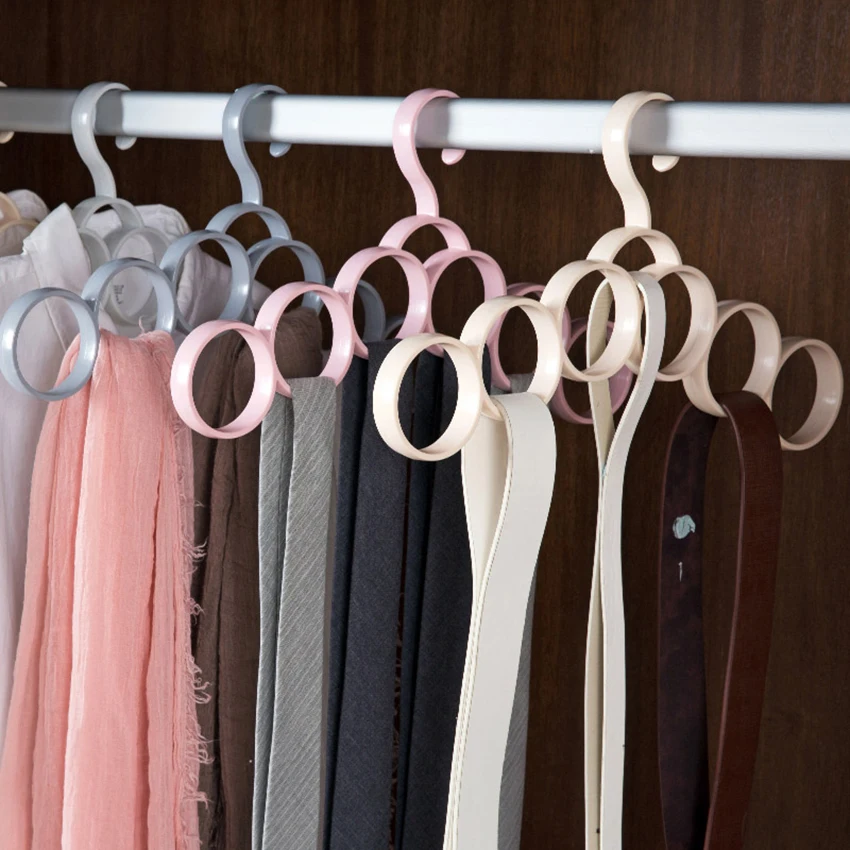 Buy 6Hole Ring Rope Slots Holder Hook Scarves Organizer Scarf Wraps Shawl Storage Hanger Ties Belt Rack on