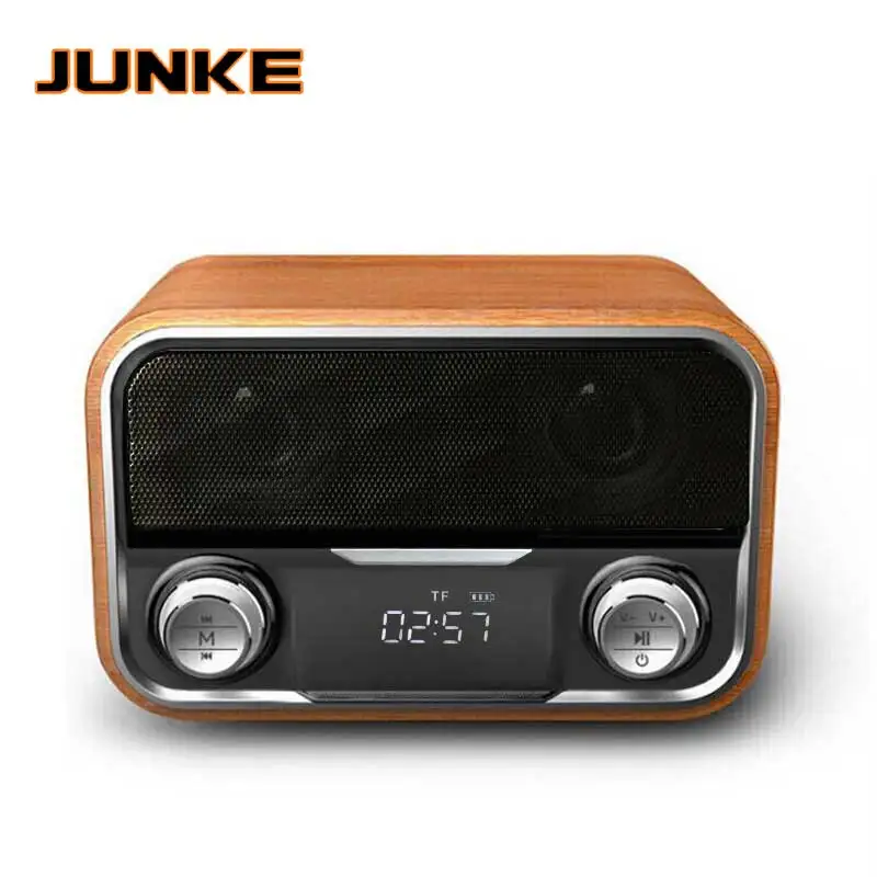 

JUNKE 2,0 Stereo Wooden Clock Bluetooth-динамик FM-радио портативный динамик s Mp3 Play Super TF U DIsk громкий динамик Колонка для компьютера