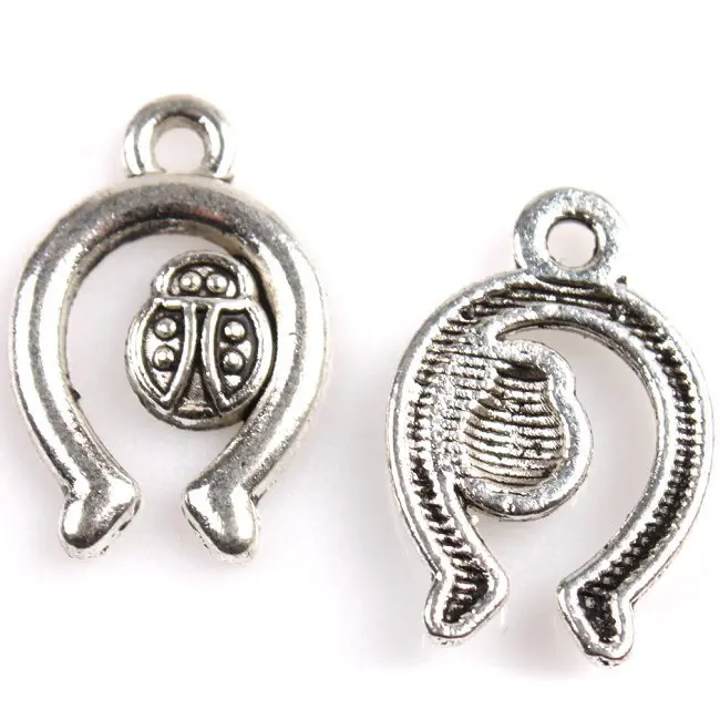 150 pcs/lot резной жук надписи у серебро тон сплав подвески-талисманы Fit ювелирные