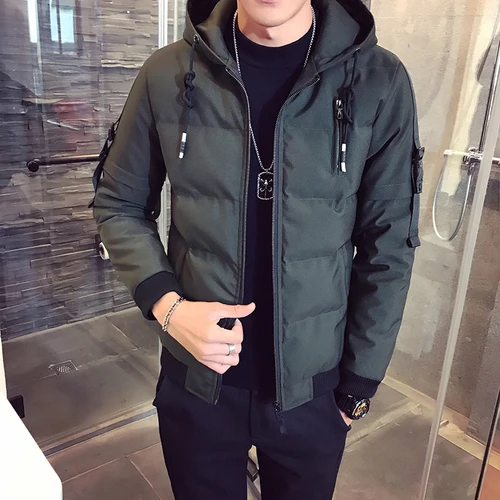 M08 green AreMoMuWha большой карман оснастки с капюшоном хлопок костюм зима короткий пуховик хлопок одежда куртка Мужская утолщение красивый тренд - Цвет: M08 green