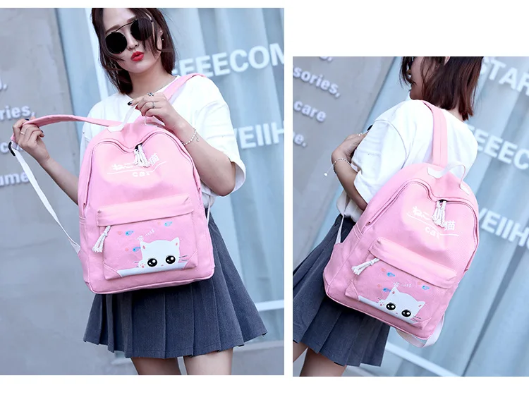 Fashion female backpack 5 Pcs/set Casual Rucksack Women School Backpacks Schoolbags School For Girl Teenagers Canvas Backpack