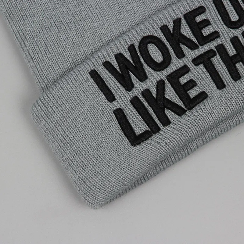 Низ с шапочка надписью i woke up like this унисекс Для женщин шляпа мужчин теплые зимние