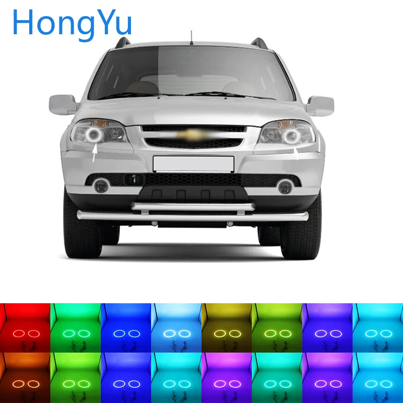 Новейшие разноцветные светодиодные фары RGB ангельские глазки кольцевые ДХО
