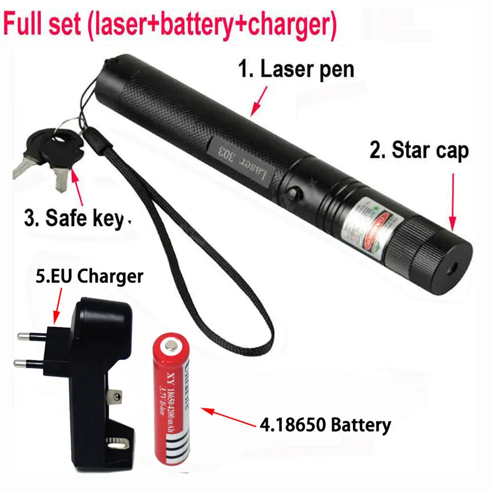 have battery charger Зеленая лазерная указка лазеры прицел 303 1000 м 532нм 5 мВт мощное устройство Регулируемый фокус лазер ручка голова сжигание лазер - Цвет: have battery charger