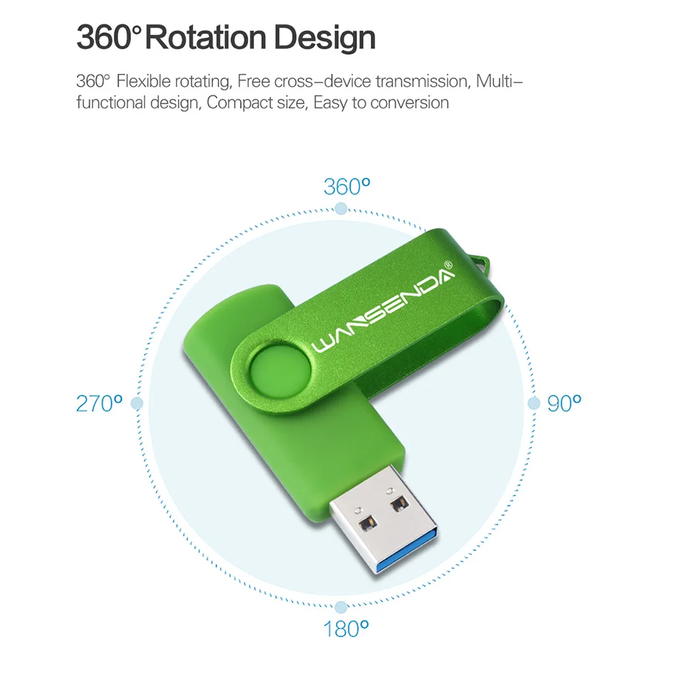 Wansenda поворотный внешний USB флеш накопитель 256 ГБ 128 64 32 16 8 4 Гб|USB флэш-накопители| |